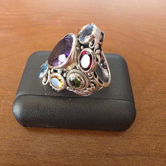 Artisan Crafted by Robert Manse Sterling Silver Gemstone Cocktail Ring Size 7 - Picture 3 of 8